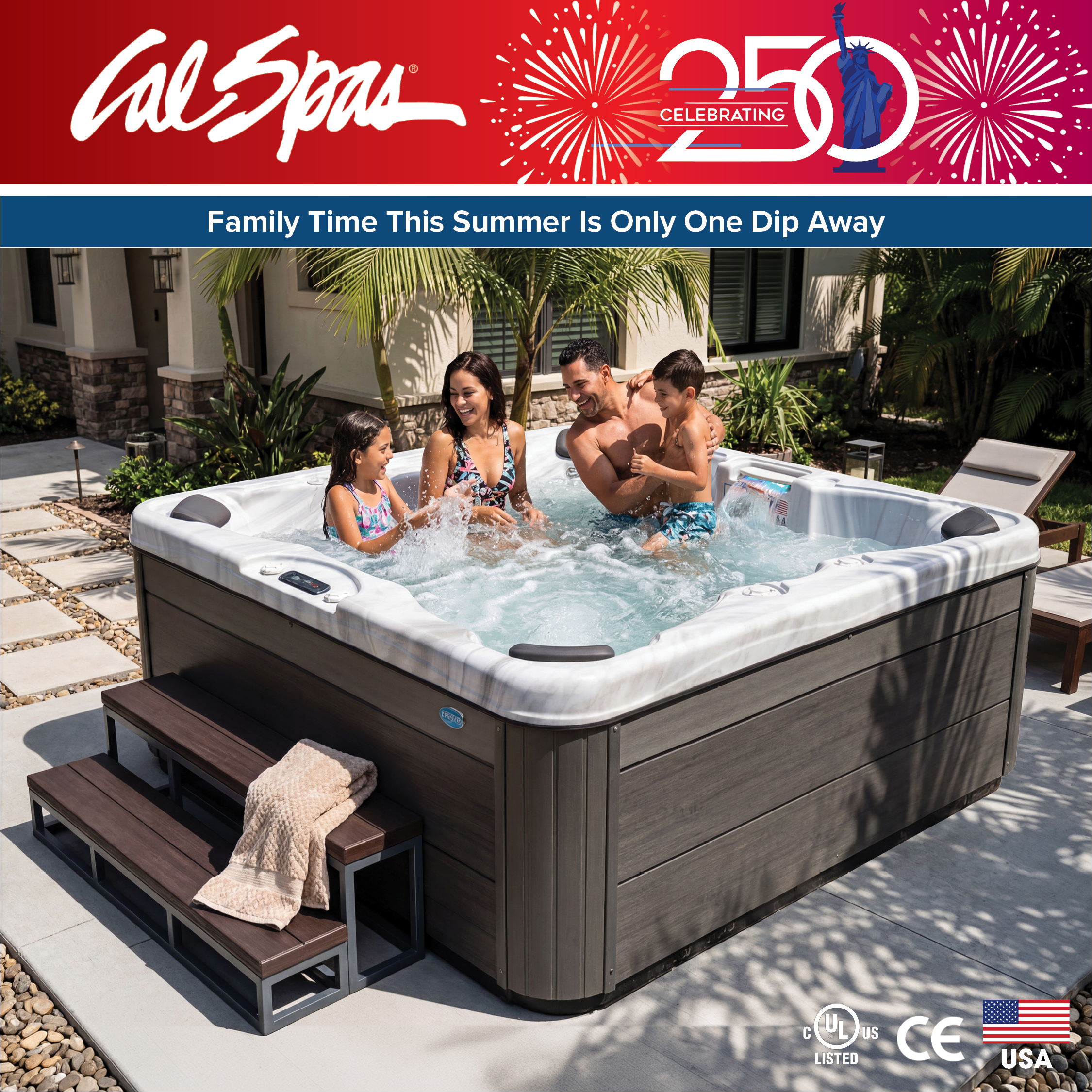 Calspas hot tub being used in a family setting - Naugatuck